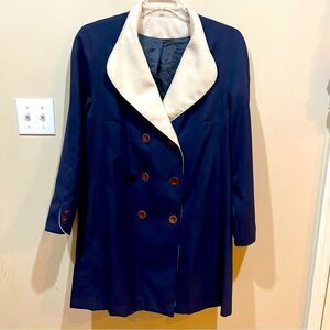 Vintage LADY BONDER Navy Blue Mid Trench Coat XL